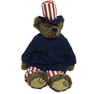 Ty Plush Jointed Teddy Bear Uncle Sam 1993  Patriotic Brown Retired Vintage 14"